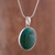 Chrysocolla pendant necklace, 'Lovely Lagoon' - Oval Chrysocolla Set in Sterling Silver Pendant Necklace (image 2) thumbail
