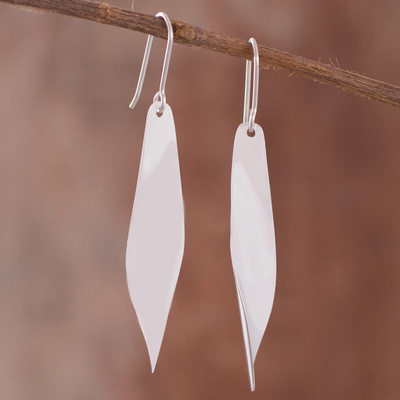 Sterling silver dangle earrings, 'Curved Wings' - Curved Sterling Silver Dangle Earrings from Peru