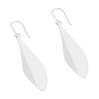 Sterling silver dangle earrings, 'Curved Wings' - Curved Sterling Silver Dangle Earrings from Peru