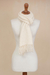 100% alpaca scarf, 'Andean Delight in Bone' - 100% Alpaca Wrap Scarf in Solid Bone from Peru (image 2c) thumbail