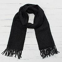 100% alpaca scarf, Andean Delight in Black