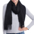 100% alpaca scarf, 'Andean Delight in Black' - 100% Alpaca Wrap Scarf in Solid Black from Peru (image 2a) thumbail