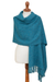 100% alpaca shawl, 'Andean Delight in Teal' - 100% Alpaca Shawl in Solid Teal from Peru