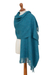 100% alpaca shawl, 'Andean Delight in Teal' - 100% Alpaca Shawl in Solid Teal from Peru