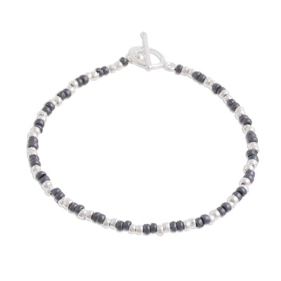 Sterling silver beaded bracelet, 'Infinite Choices' - Combination Finish Sterling Silver Beaded Bracelet from Peru