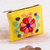 Alpaca blend coin purse, 'Maize Flower' - Embroidered Floral Maize Alpaca Blend Coin Purse from Peru thumbail