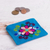 Alpaca blend coin purse, 'Floral Keeper in Turquoise' - Embroidered Floral Turquoise Alpaca Blend Coin Purse (image 2b) thumbail