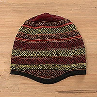 Alpaca blend knit hat, 'Striking Diamonds'