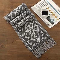 Reversible alpaca blend scarf, 'Inca Slate'