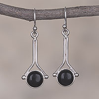 Obsidian dangle earrings, 'Killa Moon'