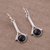 Obsidian dangle earrings, 'Killa Moon' - Black Obsidian Dangle Earrings from Peru (image 2b) thumbail