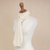 100% alpaca scarf, 'Alabaster Diamonds' - 100% Alpaca Knit Wrap Scarf in Alabaster from Peru (image 2f) thumbail