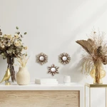 Wood wall mirrors, 'Golden Snowflakes' (set of 3) - Snowflake Bronze Leaf Wall Mirrors (Set of 3)