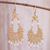 Gold plated cultured pearl filigree chandelier earrings, 'Artisanal Gala' - 24k Gold Plated Cultured Pearl Filigree Chandelier Earrings thumbail