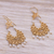 Gold plated cultured pearl filigree chandelier earrings, 'Artisanal Gala' - 24k Gold Plated Cultured Pearl Filigree Chandelier Earrings (image 2b) thumbail