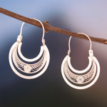 Sterling silver filigree hoop earrings, 'Artisanal Crescent Moons' - Sterling Silver Filigree Hoop Earrings from Peru