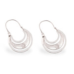 Sterling silver filigree hoop earrings, 'Artisanal Crescent Moons' - Sterling Silver Filigree Hoop Earrings from Peru