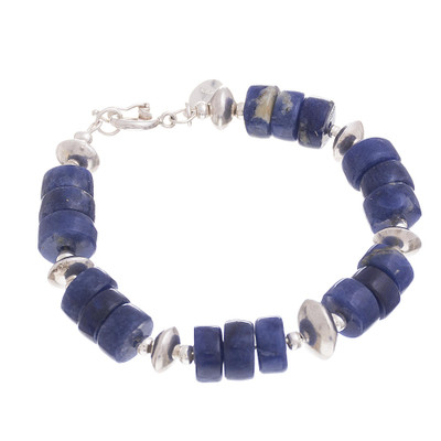 Sodalite beaded bracelet, 'Cool Universe' - Natural Sodalite Beaded Bracelet from Peru