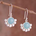 Opal dangle earrings, 'Bauble Delight' - Round Opal Dangle Earrings Crafted in Peru