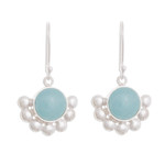Opal dangle earrings, 'Bauble Delight' - Round Opal Dangle Earrings Crafted in Peru