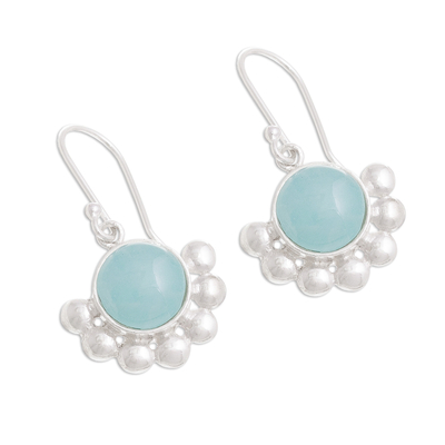 Opal dangle earrings, 'Bauble Delight' - Round Opal Dangle Earrings Crafted in Peru
