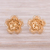 Gold plated sterling silver filigree button earrings, 'Intricate Flowers' - Floral Gold Plated Sterling Silver Filigree Button Earrings (image 2) thumbail