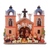 Ceramic nativity sculpture, 'Andean Church' - Hand-Painted Ceramic Nativity Sculpture from Peru