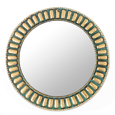 Circular Bronze and Copper Wall Mirror from Peru