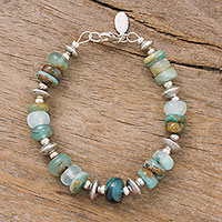Opal beaded bracelet, 'Andean Green'