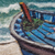'Sweet Blue Sea' - Signed Realist Painting of Two Blue Boats from Peru (image 2b) thumbail