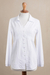 Blusa de algodón - Blusa blanca con botones en el frente de Lily of the Incas