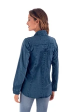 Chambray blouse, 'Lily of The Incas' - Lily of The Incas Button-Front Chambray Blue Blouse