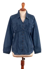 Chambray blouse, 'Lily of The Incas' - Lily of The Incas Button-Front Chambray Blue Blouse