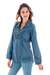 Chambray blouse, 'Lily of The Incas' - Lily of The Incas Button-Front Chambray Blue Blouse (image 2c) thumbail