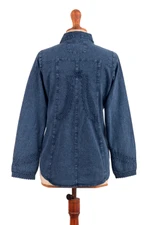 Chambray blouse, 'Lily of The Incas' - Lily of The Incas Button-Front Chambray Blue Blouse