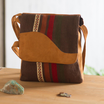 Suede accented wool blend sling, 'Mountain Walker' - Suede Accented Wool Blend Sling from Peru