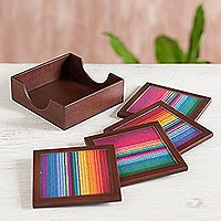 Featured review for Glass and wood coasters, Andean Muse (set of 4)