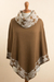Alpaca blend poncho, 'Glamour Glimpses' - Sepia Brown and Ivory Alpaca Blend Cowl Neck Knit Poncho thumbail