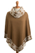 Alpaca blend poncho, 'Glamour Glimpses' - Sepia Brown and Ivory Alpaca Blend Cowl Neck Knit Poncho (image 2a) thumbail