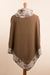 Alpaca blend poncho, 'Glamour Glimpses' - Sepia Brown and Ivory Alpaca Blend Cowl Neck Knit Poncho (image 2c) thumbail