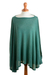 Pullover aus Baumwollmischung - Blaugrüner Langarm-Strickpullover-Poncho aus Baumwollmischung aus Peru