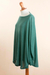 Cotton blend sweater, 'Valley Breeze' - Teal Long-Sleeve Cotton Blend Knit Sweater Poncho from Peru
