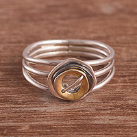 Featured review for Gold-accented sterling silver cocktail ring, Contemporary Eclipse