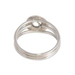 Gold-accented sterling silver cocktail ring, 'Contemporary Eclipse' - Modern Gold Accented Sterling Silver Cocktail Ring from Peru