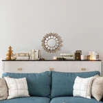 Wood wall accent mirror, 'King of Light' - Artisan Crafted Wood Wall Accent Mirror