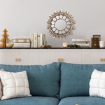 Wood wall accent mirror, 'King of Light' - Artisan Crafted Wood Wall Accent Mirror