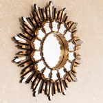Bronze gilded wood wall mirror, 'Golden Empire' - Handcrafted Bronze Gilded Wood Wall Mirror from Peru