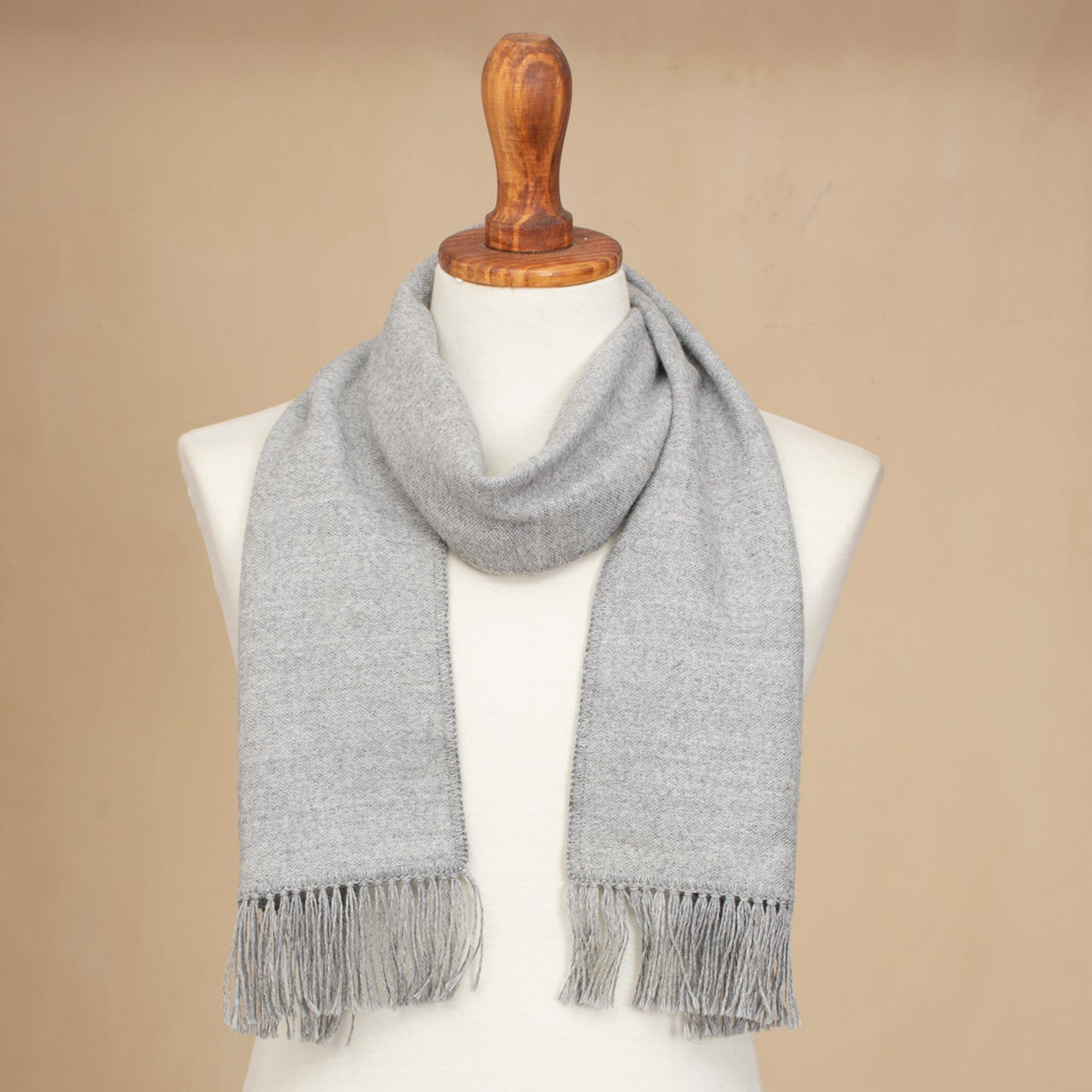 Artisan Crafted Alpaca Blend Scarf in Smoke from Peru - Winter Chic in ...