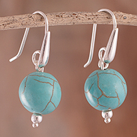 Sterling silver and reconstituted turquoise dangle earrings, 'Turquoise Mystic' - Silver and Reconstituted Turquoise Dangle Earrings from Peru