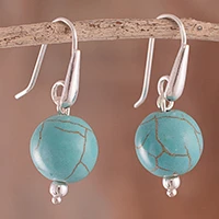 Sterling silver and reconstituted turquoise dangle earrings, 'Turquoise Mystic' - Sterling Silver Recon. Turquoise Dangle Earrings from Peru